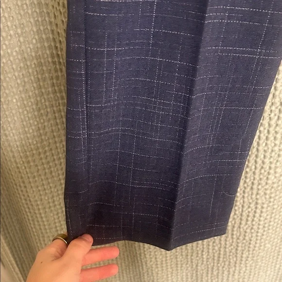 Ann Taylor Straight Leg Pants in Blue Crosshatch - Picture 4 of 7